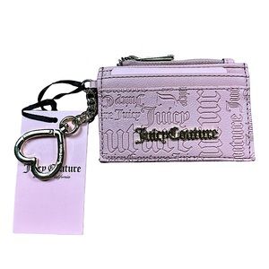 JUICY COUTURE : NWT Word Play Leather Wallet Card Holder Keychain with Gold Logo